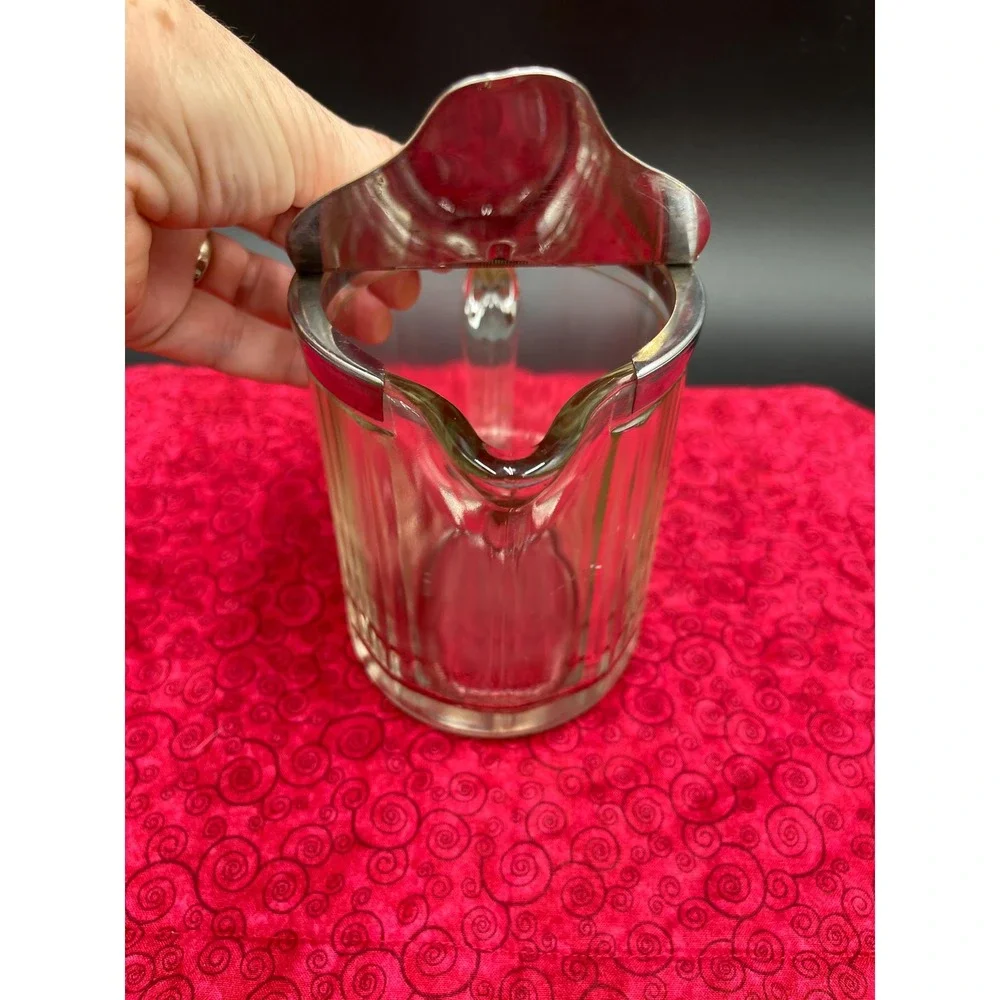 Vintage McKee Glass Syrup Pitcher, Grand Silver Co. Dispenser